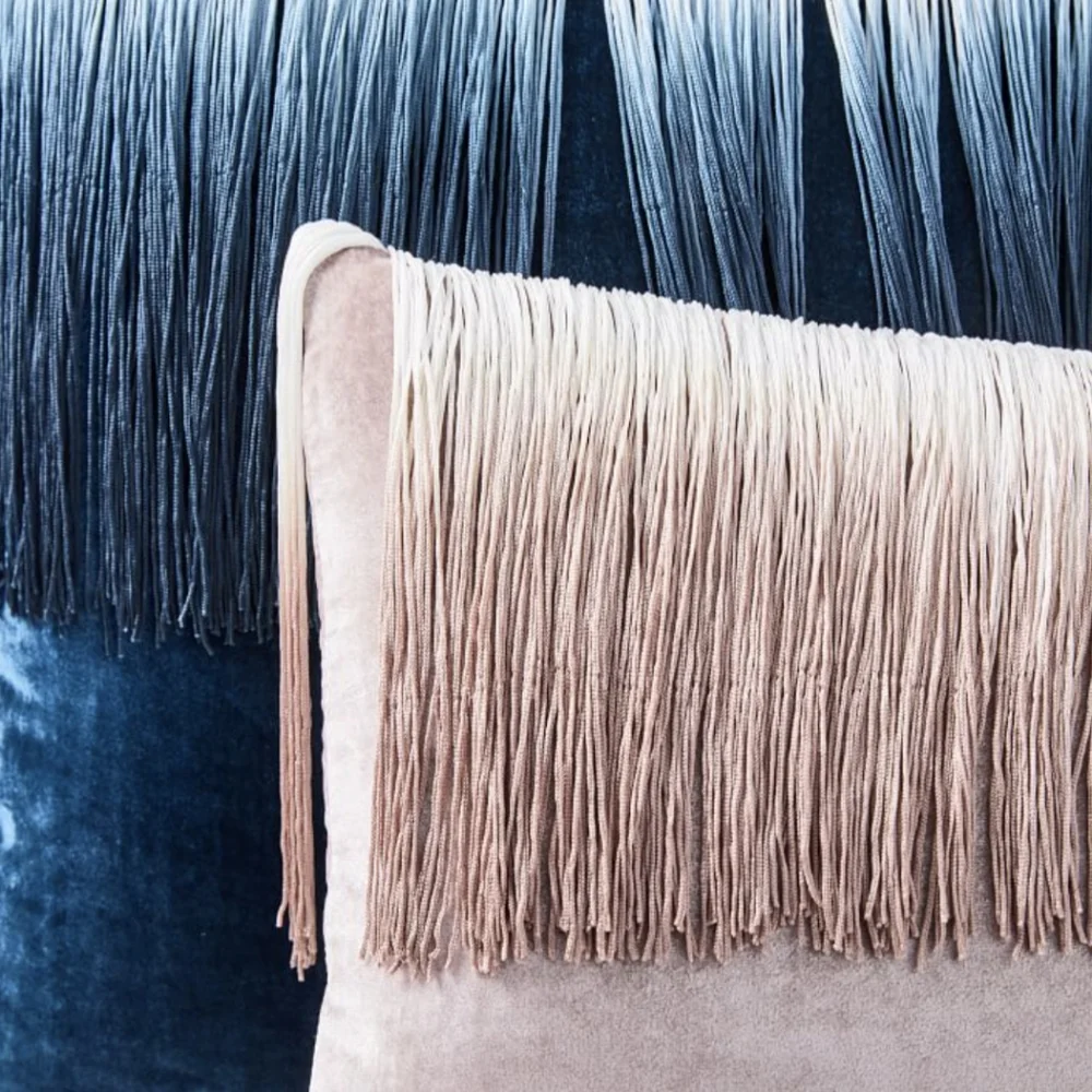 NWT WEST ELM Lush Velvet Tassel Fringe Pillow Cover & Insert